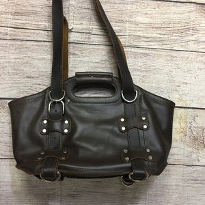 Saddleback Chocolate brown Leather purse small scratch on front see pictures